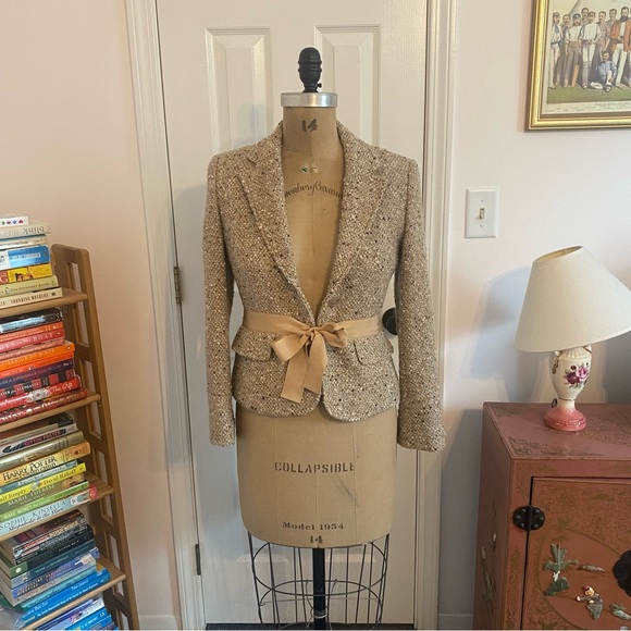 J. Crew Jackets & Blazers - J crew gold metallic tweed Scottish Robert Noble blazer with Tie size 4